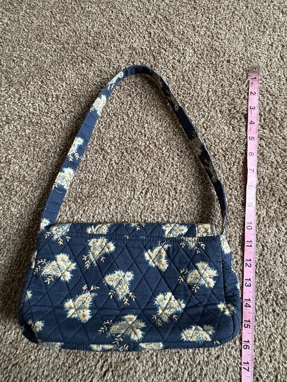 Quilted Floral Crossbody Bag - Navy and Cream - Picture 6 of 6